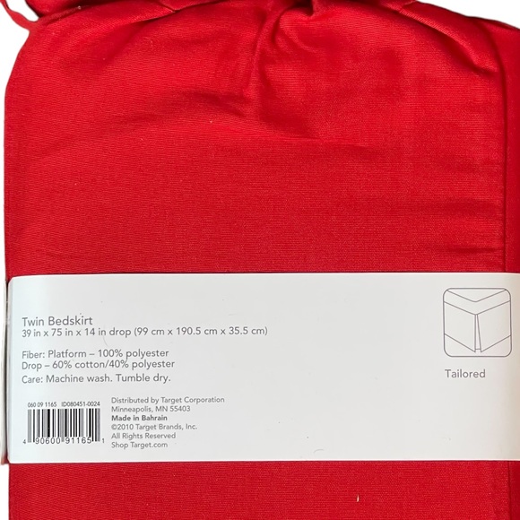 NWT Red Tailored Twin Bedskirt RE Room Essentials - Picture 5 of 5